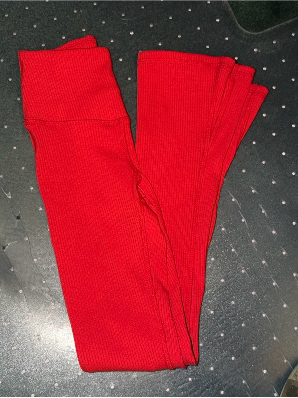 Kids Ribbed Red Leggings with Wide Waistband